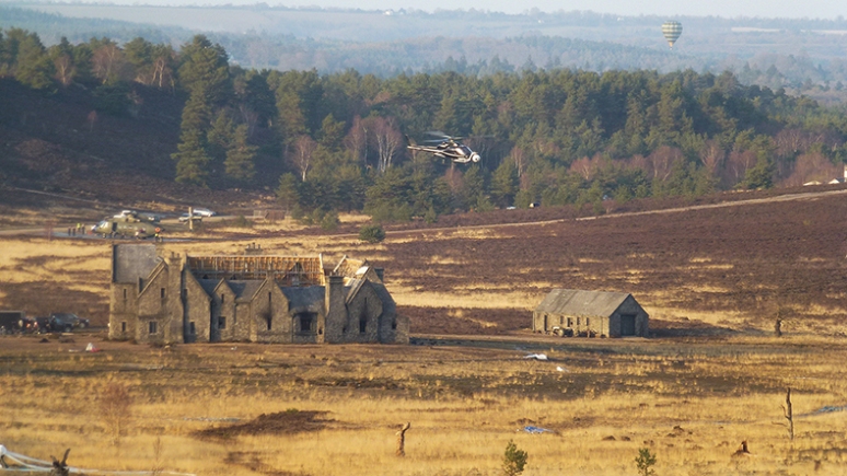 lodge and barn during filming